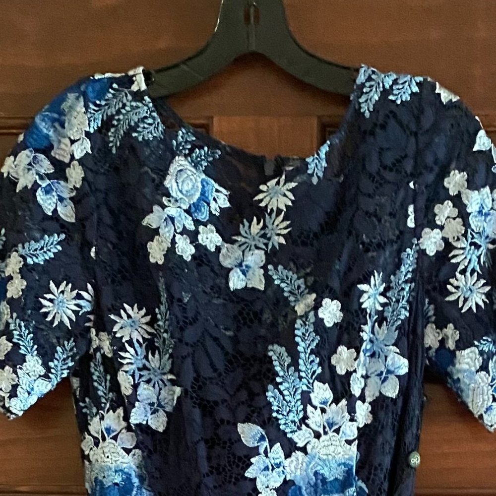 BEAUTIFUL "MOTHER OF THE BRIDE" ADRIANNA PAPELL DRESS, NAVY BLUE , SIZE 10